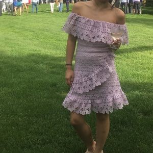 Lavender Lace Off The Shoulder Dress